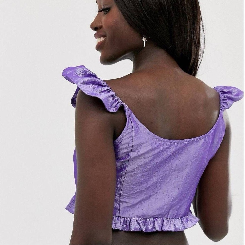 ASOS Taffetta Ruffle Crop Top - Picture 3 of 13